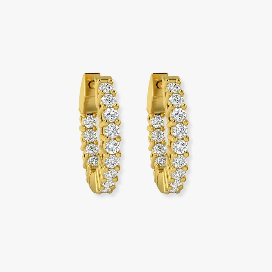 DIAMOND CLAW SETTING HOOP EARRING