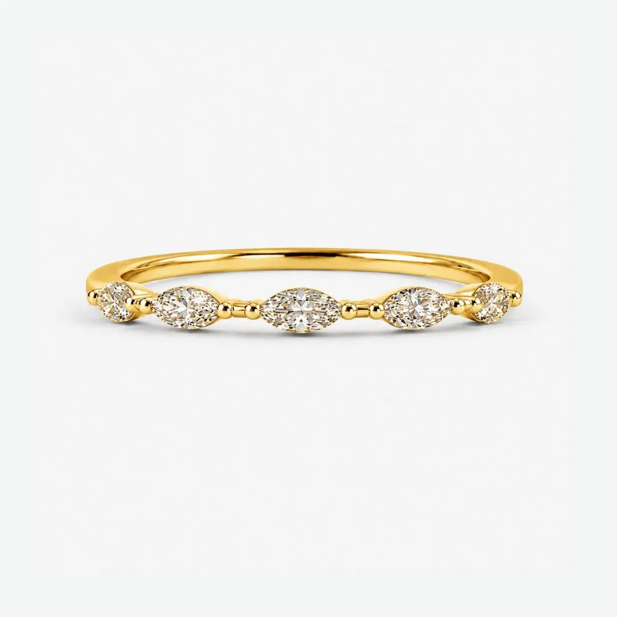 Dainty Sparkling Five Marquise 0.25 Carat Diamond Wedding Band PMQ200