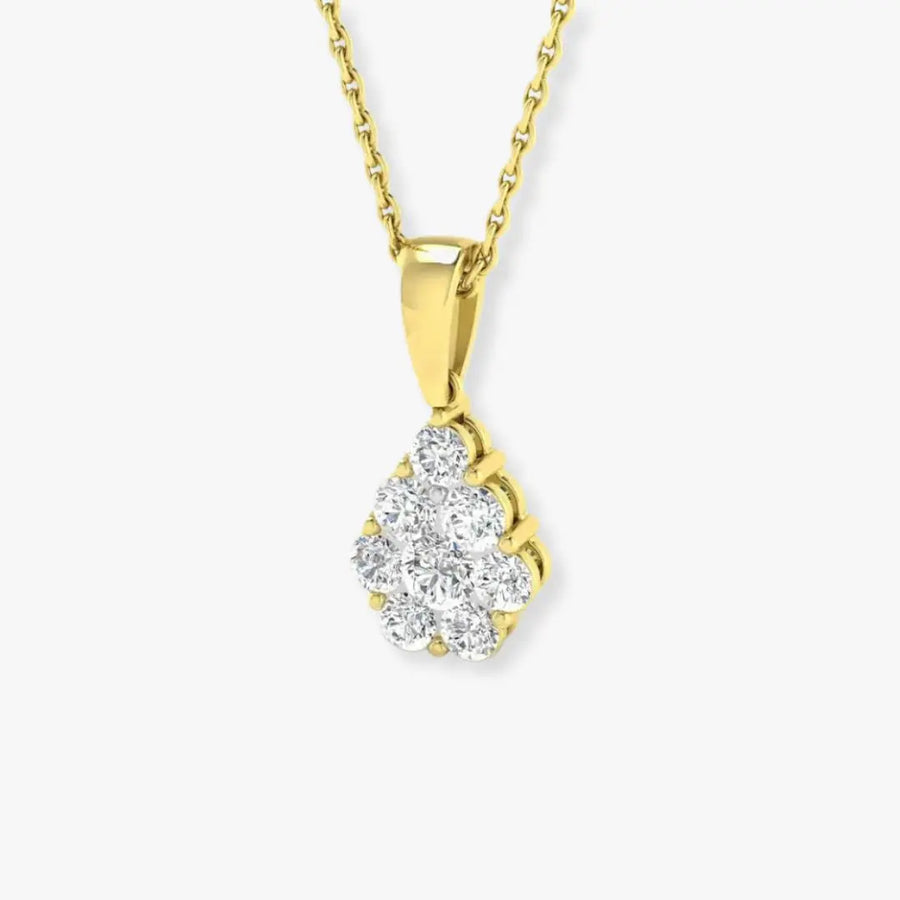 Diamond Cluster Pendant with a Loop With Chain