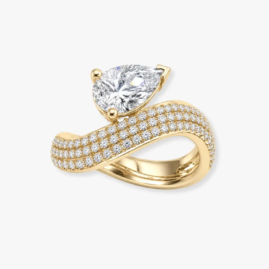 "Hanover" 1.85 Carat Pear Cut Shoulder Lab Grown Diamond Engagement Ring HLR506