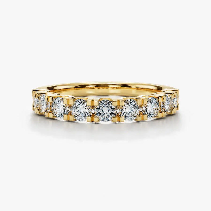 Scallop Set Half Eternity Band Wedding Ring SRB