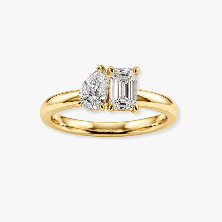 "Norvane" 2.76 Carat Pear & Emerald Cut Lab Grown Diamond Engagement Ring HLR451