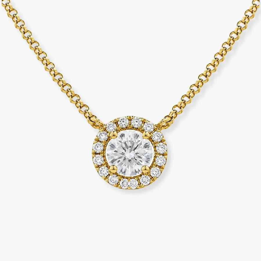 Round Cut Diamond with Halo Pendant