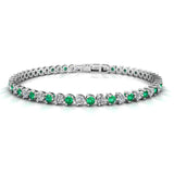 Round Brilliant Diamond and Emerald 3 Claw Bracelet BRDE45512 - HEERA DIAMONDS