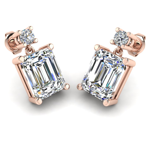 Emerald Shape Natural Diamond Drop Earrings EDEMD