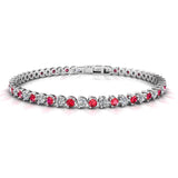 Round Brilliant Diamond and Ruby 3 Claw Bracelet BRDR45512 - HEERA DIAMONDS