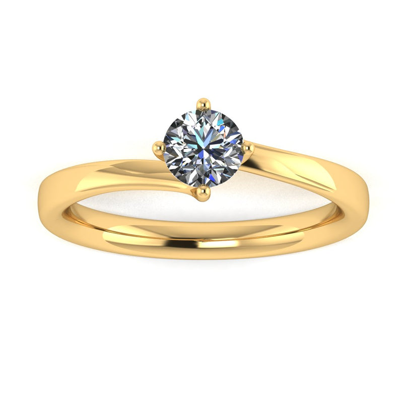 "Faith" Solitaire Round Brilliant Cut Twist Prongs Diamond Engagement Ring SSRB11 - HEERA DIAMONDS