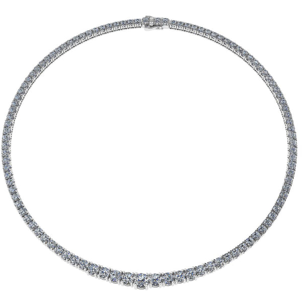 Round Brilliant Cut Graduating Diamond 4 Prong Set Tennis Necklace NE210012 - HEERA DIAMONDS