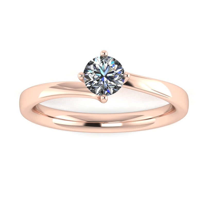 "Faith" Solitaire Round Brilliant Cut Twist Prongs Diamond Engagement Ring SSRB11 - HEERA DIAMONDS