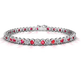 Round Brilliant Diamond and Ruby Bracelet BRDR45558 - HEERA DIAMONDS