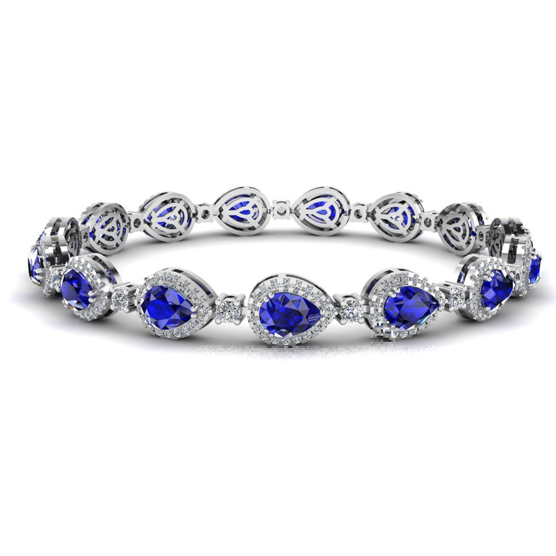 Halo Pear Shape 9 Carat Diamond and Sapphire Bracelet BRHAPSS - HEERA DIAMONDS