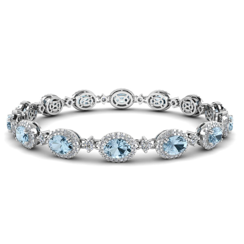 Oval Shape 9 Carat Aquamarine Center Featuring Diamond Halo Bracelet BRHAOCA - HEERA DIAMONDS