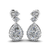 1.30 Carat Pear Shape Halo Lab Grown Diamond Drop Earrings E1PSD - HEERA DIAMONDS