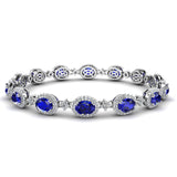 Oval Shape 9 Carat Sapphire Center Featuring Diamond Halo Bracelet BRHAOCS - HEERA DIAMONDS