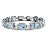 Emerald Shape 14 Carat Aquamarine Center Featuring Diamond Halo Bracelet BRHAEMA - HEERA DIAMONDS