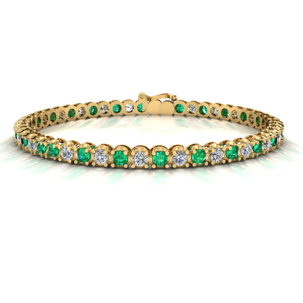 Round Brilliant Diamond and Emerald Bracelet BRDE45558 - HEERA DIAMONDS