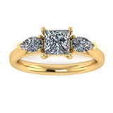 "Estelle" Three Stone Princess Cut with Pear Cut Diamond Trilogy Engagement Ring 3SPC02 - HEERA DIAMONDS