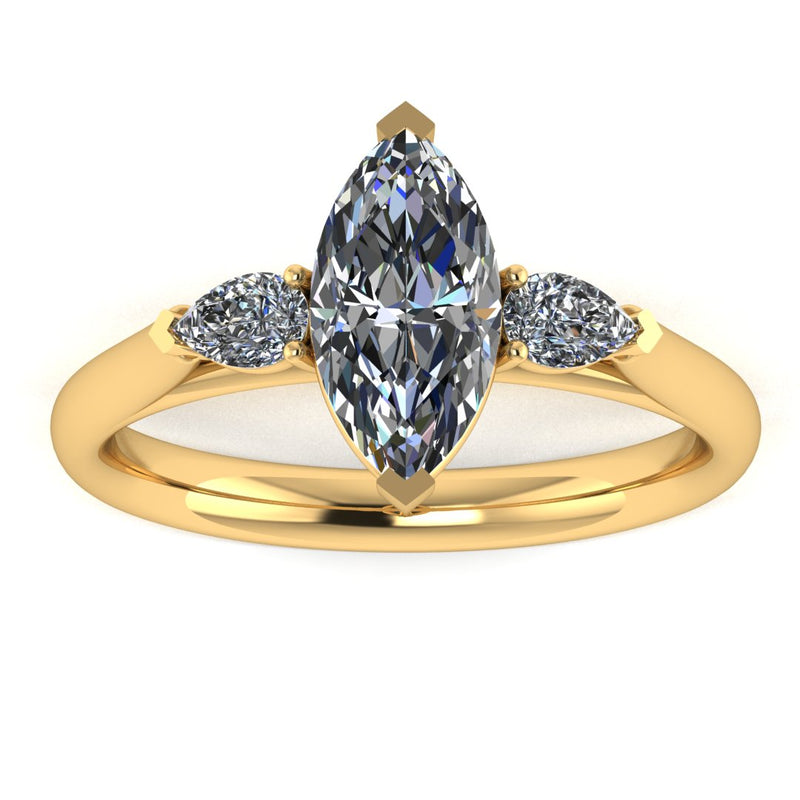 "Sophia" Three Stone Marquise Cut with Pear Cut Diamond Trilogy Engagement Ring 3SMC01 - HEERA DIAMONDS