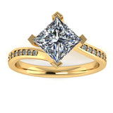 "Iris" Twisted Princess Cut Diamond Grain Set Diamond Engagement Ring DSPC01 - HEERA DIAMONDS