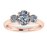 "Adelaide" Three Stone Oval and Round Brilliant Trilogy Diamond Engagement Ring 3SOC07 - HEERA DIAMONDS