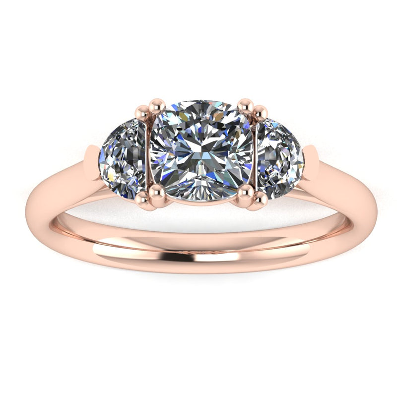 "Brielle" Cushion Three Stone Trilogy Diamond Ring 3SCC01 - HEERA DIAMONDS