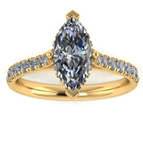 "Moxi" Marquise Cut Diamond Hidden Under Halo Scallop Set Diamond Shoulder Engagement Ring UHMC01 - HEERA DIAMONDS