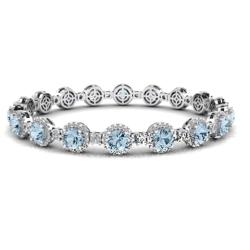 Round Brilliant Shape 8.5 Carat Aquamarine Featuring Diamond Halo Bracelet BRHARBA - HEERA DIAMONDS