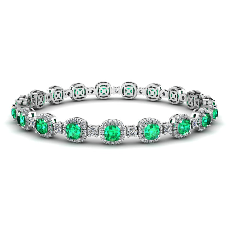 Cushion Shape 8.5 Carat Emerald Featuring Diamond Halo Bracelet BRHACCE - HEERA DIAMONDS