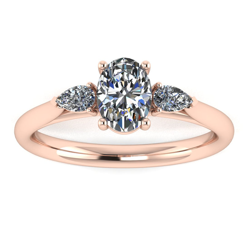 "Camila" Three Stone Oval Cut with Pear Diamond Trilogy Engagement Ring 3SOC05 - HEERA DIAMONDS