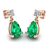 Emerald Gem Pear Shape Lab Grown Diamond Drop Earrings EDPSE - HEERA DIAMONDS