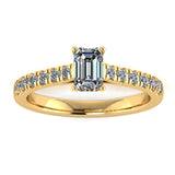 "Delia" Emerald Cut Diamond Grain Set Diamond Band Engagement Ring DSEC04 - HEERA DIAMONDS