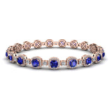 Cushion Shape 8.5 Carat Sapphire Featuring Diamond Halo Bracelet BRHACCS - HEERA DIAMONDS