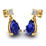 Pear Shape Sapphire Natural Diamond Drop Earrings EDPSS - HEERA DIAMONDS