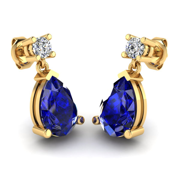 Pear Shape Sapphire Natural Diamond Drop Earrings EDPSS - HEERA DIAMONDS