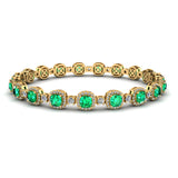 Cushion Shape 8.5 Carat Emerald Featuring Diamond Halo Bracelet BRHACCE - HEERA DIAMONDS