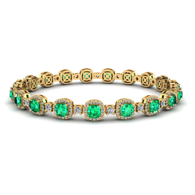 Cushion Shape 8.5 Carat Emerald Featuring Diamond Halo Bracelet BRHACCE - HEERA DIAMONDS