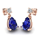 Pear Shape Sapphire Natural Diamond Drop Earrings EDPSS - HEERA DIAMONDS