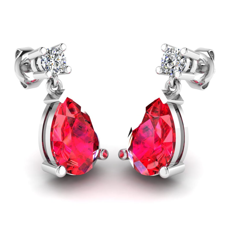 Pear Shape Ruby Natural Diamond Drop Earrings EDPSR - HEERA DIAMONDS