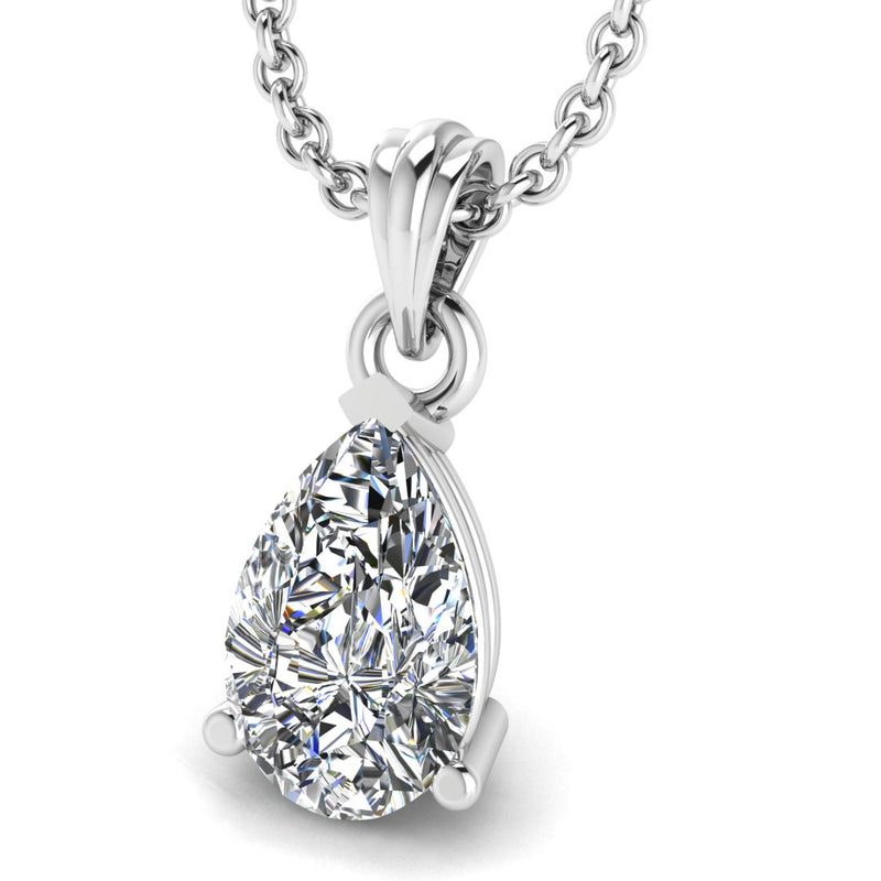 Pear Cut Solitaire Natural Diamond Pendant Necklace PPS3B - HEERA DIAMONDS