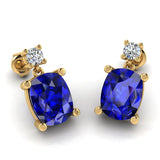 Cushion Shape Sapphire Lab Grown Diamond Drop Earrings EDCCS - HEERA DIAMONDS