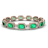 Emerald Shape 14 Carat Emerald Gem Center Featuring Diamond Halo Bracelet BRHAEME - HEERA DIAMONDS