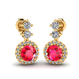 Ruby 1.10 Carat Round Shape Halo Lab Grown Diamond Drop Earrings E1RBR - HEERA DIAMONDS