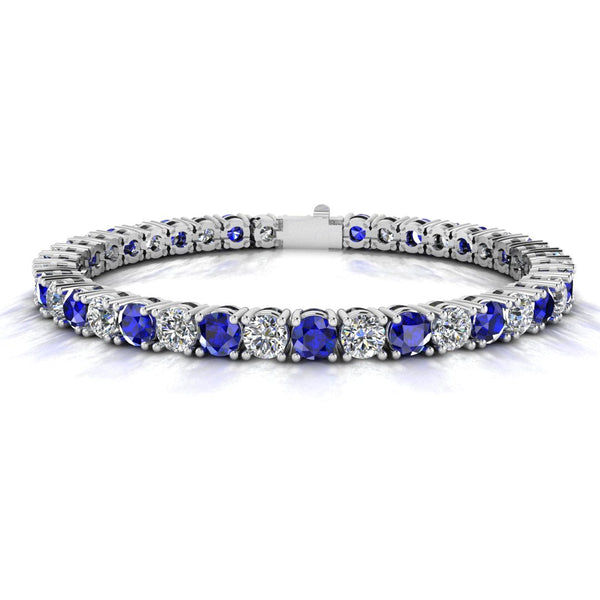 Round Brilliant Diamond and Sapphire 4 Claw Bracelet BRDS45345 - HEERA DIAMONDS