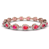 Halo Pear Shape 9 Carat Ruby and Diamond Halo Bracelet BRHAPSR - HEERA DIAMONDS