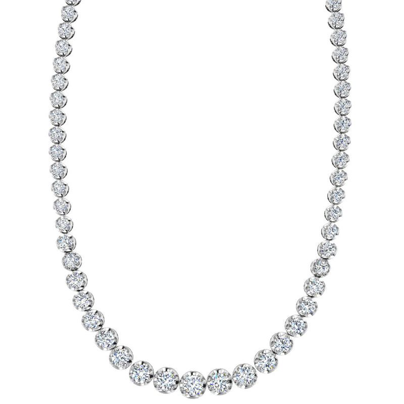 Round Brilliant Cut Graduating Diamond Half Illusion Set Necklace NE210021 - HEERA DIAMONDS