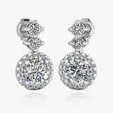 1.10 Carat Round Shape Halo Lab Grown Diamond Drop Earrings E1RBD HEERA GOLD