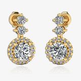 1.10 Carat Round Shape Halo Lab Grown Diamond Drop Earrings E1RBD HEERA GOLD