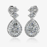 1.30 Carat Pear Shape Halo Lab Grown Diamond Drop Earrings E1PSD HEERA GOLD