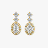 1.40 Carat Oval Shape Halo Diamond Drop Earrings E1OCD