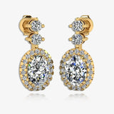 1.40 Carat Oval Shape Halo Lab Grown Diamond Drop Earrings E1OCD HEERA GOLD